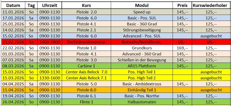 2026 Kurstermine, Strategem, Schiessausbildung